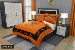 روتختی طرح hermes برند دکو کد BD03 | دارای قابلیت تغییر رنگ پشت لحاف و ملحفه