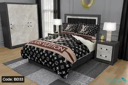 روتختی طرح Louis Vuitton برند دکو کد BD33 | دارای قابلیت تغییر رنگ پشت لحاف و ملحفه