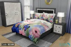 روتختی طرح گل و پروانه برند دکو کد BD389 | دارای قابلیت تغییر رنگ پشت لحاف و ملحفه
