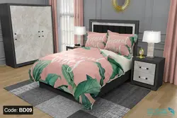 روتختی طرح برگ برند دکو کد BD09 | دارای قابلیت تغییر رنگ پشت لحاف و ملحفه