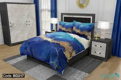 روتختی طرح رزین طلاکوب برند دکو کد B217 | دارای قابلیت تغییر رنگ پشت لحاف و ملحفه
