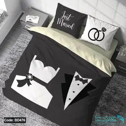 روتختی طرح عروس و داماد برند دکو کد BD476 | دارای قابلیت تغییر رنگ پشت لحاف و ملحفه