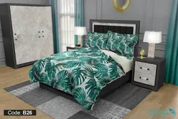 روتختی طرح برگ برند دکو کد B26 | دارای قابلیت تغییر رنگ پشت لحاف و ملحفه
