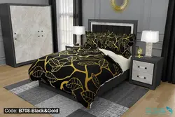 روتختی طرح شاخه و برگ برند دکو کد B708-3 | دارای قابلیت تغییر رنگ پشت لحاف و ملحفه