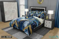 روتختی طرح هندسی سنگ مرمر برند دکو کد BD357 | دارای قابلیت تغییر رنگ پشت لحاف و ملحفه