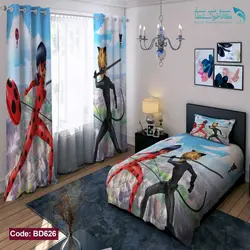 روتختی طرح دختر کفشدوزکی و گربه سیاه یکنفره کد BD626