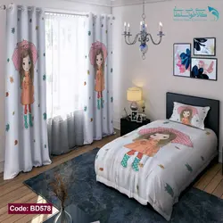 روتختی طرح دختری با چتر صورتی یکنفره کد BD578