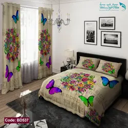 روتختی طرح پروانه های رنگی دو نفره کد BD537
