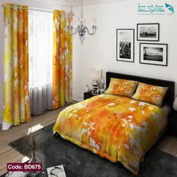 روتختی طرح آبرنگی نارنجی دو نفره کد BD675
