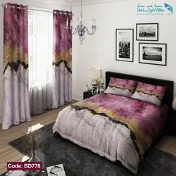 روتختی طرح آبستره بنفش دو نفره کد BD778