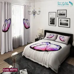 روتختی طرح پروانه بنفش دو نفره کد BD772