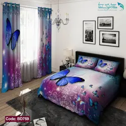 روتختی طرح پروانه آبی دو نفره کد BD759