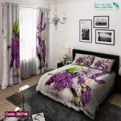 روتختی طرح یاس بنفش دو نفره کد BD746