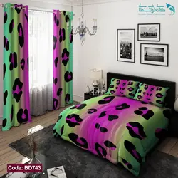 روتختی طرح پلنگی رنگی دو نفره کد BD743