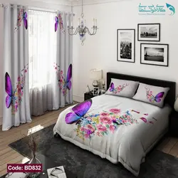 روتختی طرح پروانه بنفش دو نفره کد BD832