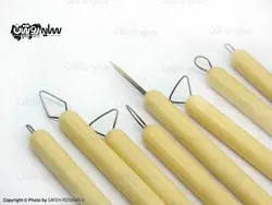ابزار سفال مینیاتوری دسته پلاستیکی دوسر | فروشگاه سایه روشن