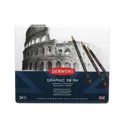 ست مداد طراحی درونت 24 عددی جعبه فلز | فروشگاه سایه روشن