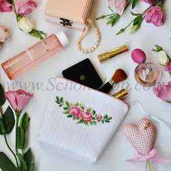 کیف آرایش شماره دوزی صورتی