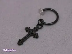 گوشواره مردانه فیک صلیب مشکی G5141 | فروشگاه سناتور مد