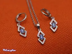 نیم ست نقره ای آبی N8107 | فروشگاه اکسسوری سناتور مد