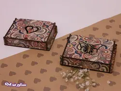جعبه نیم ست چوبی طرح دار B8020 | فروشگاه بدلیجات سناتور مد