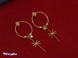 گوشواره استیل طلایی آویز دار کد G 5061 | فروشگاه سناتور مد