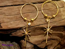 گوشواره استیل طلایی آویز دار کد G 5061 | فروشگاه سناتور مد