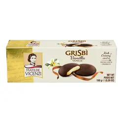 کوکی شکلاتی گریسبی با مغز کرم وانیلی ویچنزی 150 گرم - Vicenzi Grisbi Vanilla