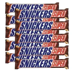 شکلات بار اسنیکرز سوپر - اسنیکرز دوبل 95 گرم با مغز بادام زمینی مجموعه 10 تایی