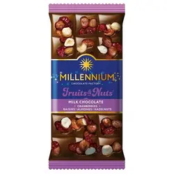 شکلات میلینیوم با مغز کشمش ، فندق و بادام و زغال اخته