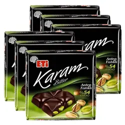 شکلات تلخ اتی کارام پسته‌ای 54% بسته 6 تایی - Eti Karam bitter