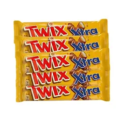 شکلات توئیکس اکسترا با مغز کارامل و بیسکوئیت 82 گرم مجموعه 5 عددی