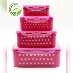 ظروف ۴ تکه خالدار چفت دار Fresh keeps
