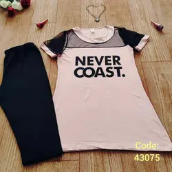 تیشرت شلوارک زنانه سایز بزرگ طرح never coast