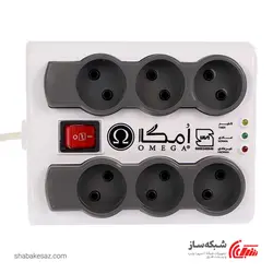 قیمت و خرید محافظ برق امگا Omega P6000 کامپیوتر و الکتریکی 6 خانه کلید دار استاندارد با کابل 3 متری - شبکه ساز