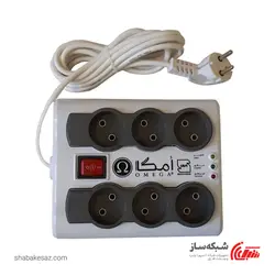 قیمت و خرید محافظ برق امگا Omega P6000 کامپیوتر و الکتریکی 6 خانه کلید دار استاندارد با کابل 5 متری - شبکه ساز
