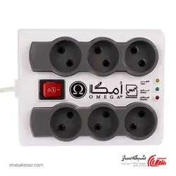 قیمت و خرید محافظ برق امگا Omega P6000 کامپیوتر و الکتریکی 6 خانه کلید دار استاندارد با کابل 5 متری - شبکه ساز
