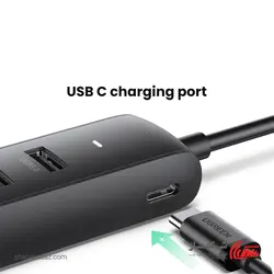 قیمت و خرید هاب USB 3.0 با 4 پورت یوگرین Ugreen CM416 با قابلیت اتصال آداپتور - شبکه ساز