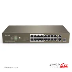 قیمت و خرید سوئیچ شبکه تندا Tenda TEF1118P دسکتاپ-رکمونت 16 پورت 10/100Mbps با توان PoE 150W - شبکه ساز