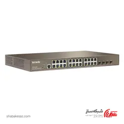 قیمت و خرید سوییچ تندا Tenda TEG3224P رکمونت گیگابیت 24 پورت POE وب اسمارت با 4 پورت SFP با ظرفیت 370W - شبکه ساز