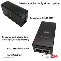 قیمت و خرید اینجکتور PoE گیگابیت Gigabit PoE Injector 15W - شبکه ساز