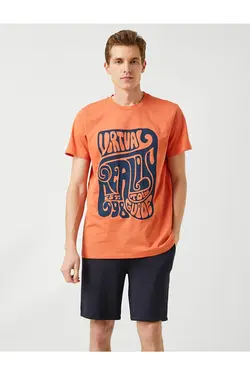 تی شرت آستین کوتاه مردانه کوتون ۲SAM11044HK-نارنجی