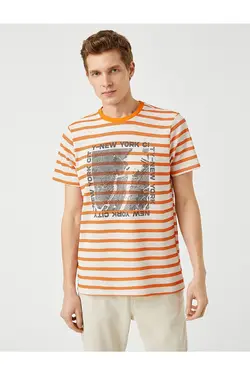 تی شرت آستین کوتاه مردانه کوتون ۲SAM11246HK-نارنجی