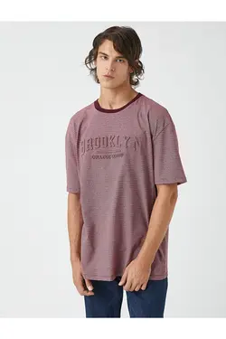 تی شرت آستین کوتاه مردانه کوتون ۲SAM10507HK-زرشکی