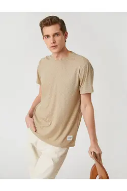 تی شرت آستین کوتاه مردانه کوتون ۲SAM11302HK-بژ