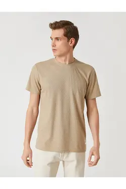 تی شرت آستین کوتاه مردانه کوتون ۲SAM11302HK-بژ
