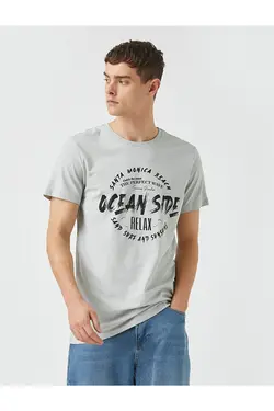 تی شرت آستین کوتاه مردانه کوتون ۲YAM11794LK-خاکستری