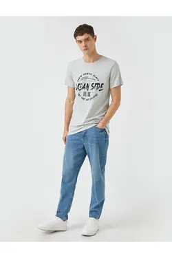 تی شرت آستین کوتاه مردانه کوتون ۲YAM11794LK-خاکستری