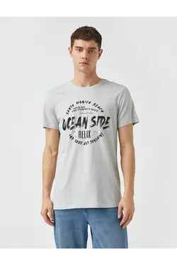 تی شرت آستین کوتاه مردانه کوتون ۲YAM11794LK-خاکستری