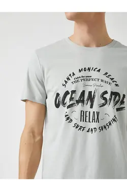 تی شرت آستین کوتاه مردانه کوتون ۲YAM11794LK-خاکستری